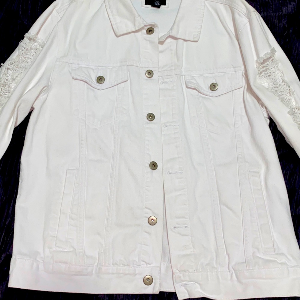 Distressed jean jacket